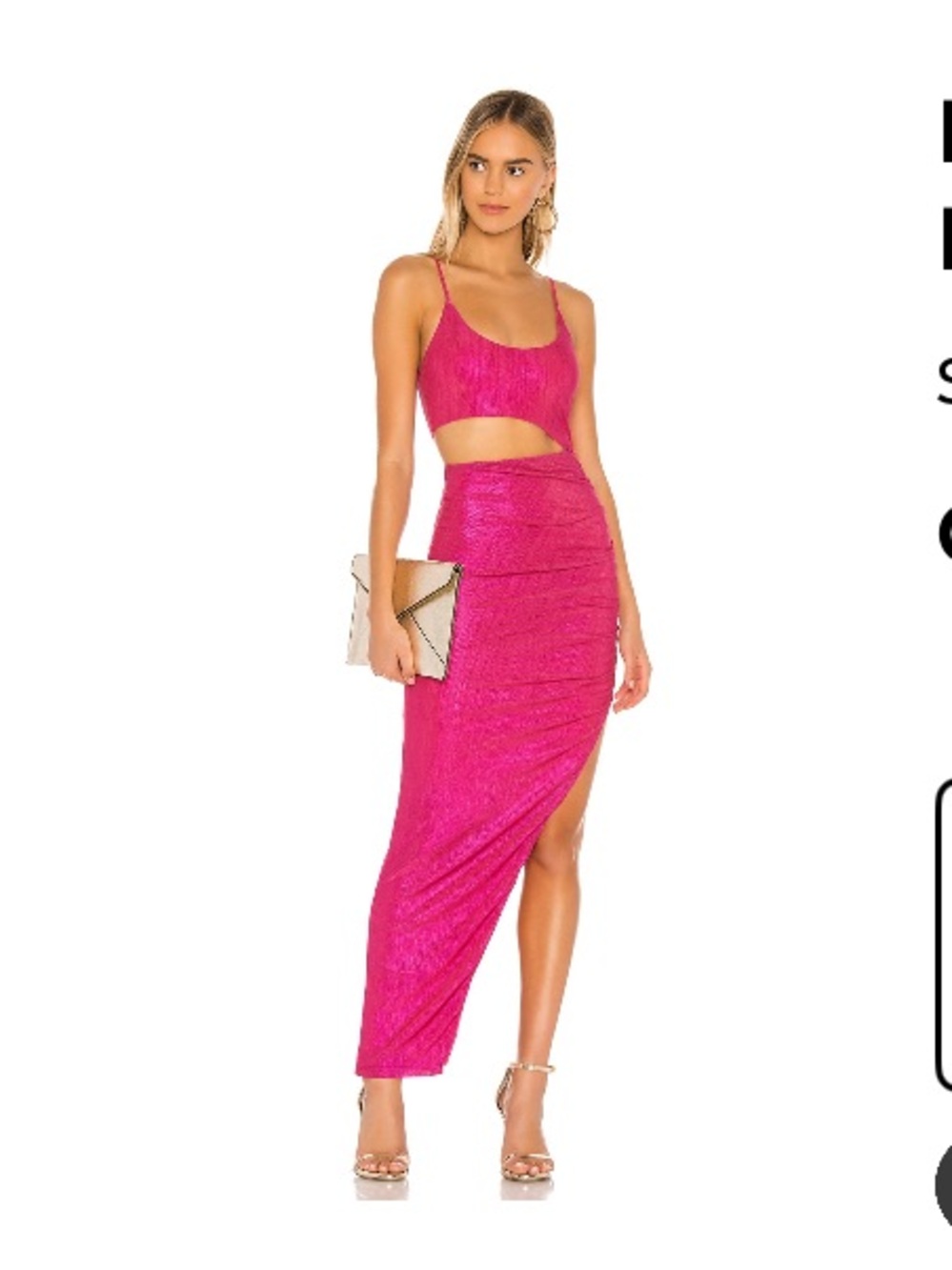 superdown Metallic Pink Cut-Out Midi Dress